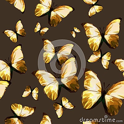 Seamless texture pattern polygonal brown butterfly Vector Illustration