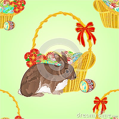 Seamless texture rabbit and wicker vector Vector Illustration