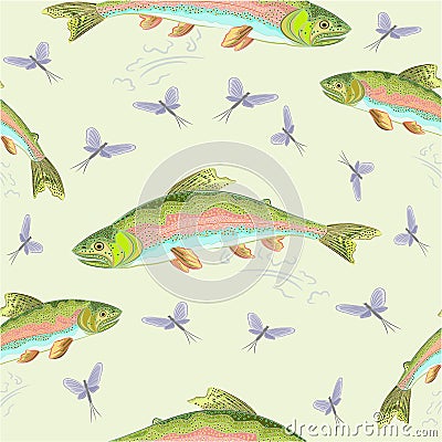Seamless texture rainbow trout vector Vector Illustration