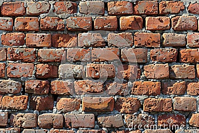 A seamless texture of red brick wall, with no more than three blocks per row. the background is a solid color, and the bricks Cartoon Illustration