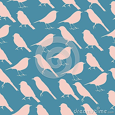 Seamless texture with silhouettes of birds. Vector Illustration