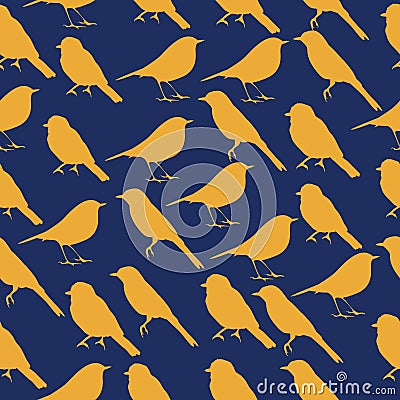 Seamless texture with silhouettes of birds. Vector Illustration