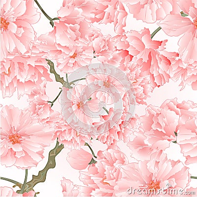 Seamless texture twig tree sakura blossoms vintage natural pink background vector illustration editable Vector Illustration