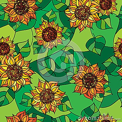 Seamless texture of yellow flowers_01 Stock Photo