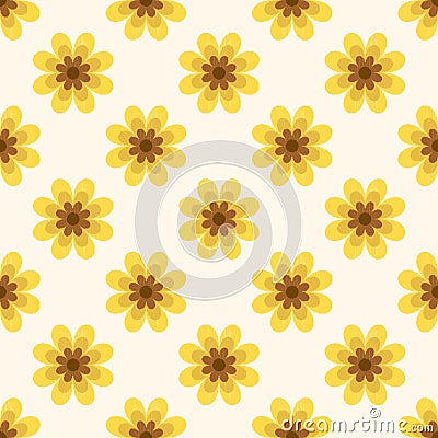 Seamless textured yellow flower wallpaper pattern Vector Illustration