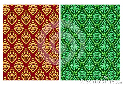 Seamless Thai batik pattern in pixel vector art Vector Illustration