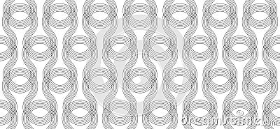 Seamless thin line curly pattern, screen print linear texture, monochrome texture of curved lines Vector Illustration
