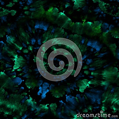 Seamless Tie and Dye Texture. Ethnic Print. Flowers Psychedelic Pattern. Neon Tonal Ornament. Abstract Bohemian Tile. Black Tie Stock Photo