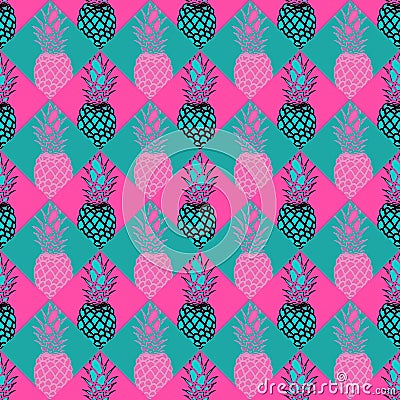 Seamless Pineapple Pattern In Pink Stock Photo