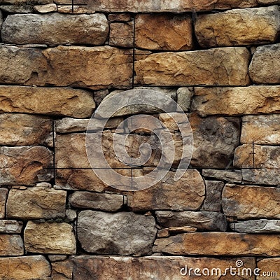 Seamless Tile of Aged Brick and Stone Abstract Background - Generative AI Stock Photo