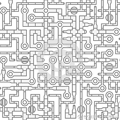 vector Seamless tile of illustrated pipe segments, interconnected in gr Vector Illustration