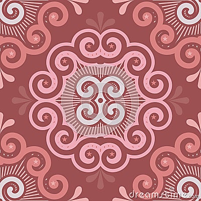 Seamless Tile Pattern in Marsala Colors Vector Illustration