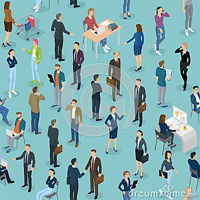 Seamless tile of people in the office office. Vector Illustration