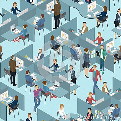 Seamless tile of people in the office office. Vector Illustration