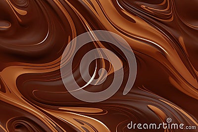 Seamless tile of sweet melted milk chocolate texture with silky swirls Stock Photo