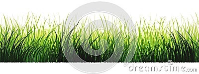 Row of Fresh Grass on a White Background Seamless Tileable - Generative AI. Seamlessly expandable on both ends to your desire Stock Photo