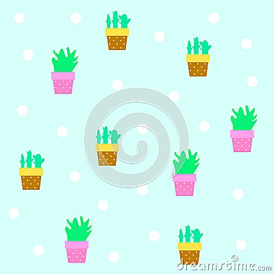 Seamless tileable texture with cactus vector Vector Illustration