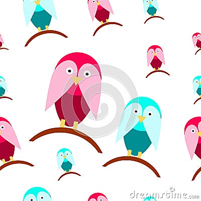 Seamless tileable texture with cartoon birds Vector Illustration