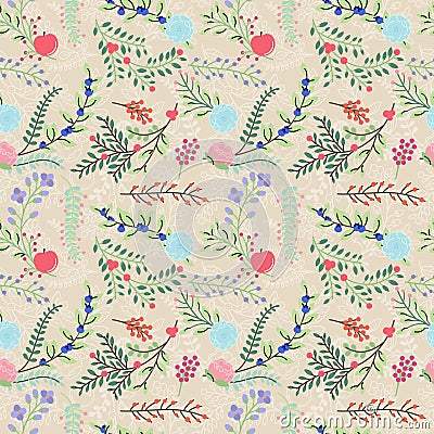 Seamless Tileable Vintage Floral Background Pattern Vector Illustration