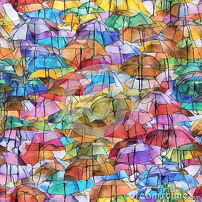 Seamless tiling pattern, umbrellas Stock Photo