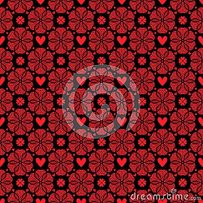 Red and black valentine texture with hearts Stock Photo