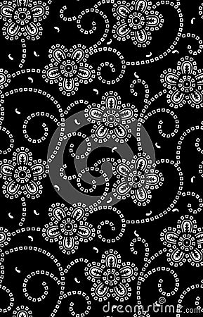 Seamless traditional bandanna pattern black and white Stock Photo