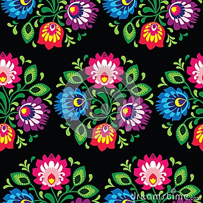 Seamless traditional floral polish pattern - ethnic background Stock Photo