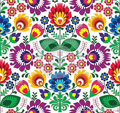 Seamless traditional floral polish pattern - ethnic background Stock Photo