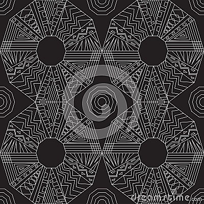 Seamless traditional geometric pattern. black and white. Vector Illustration