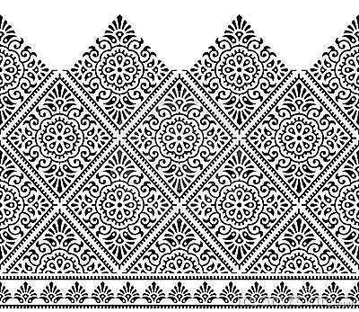 Seamless traditional indian black and white border Vector Illustration