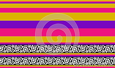 Seamless traditional indian colorful textile flower border Stock Photo