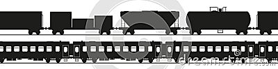 Seamless train silhouettes. Flat vector illustration isolated on white Vector Illustration