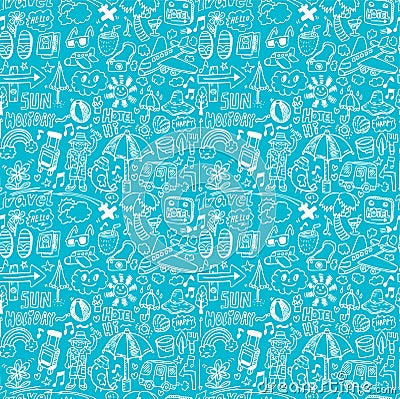 Seamless travel pattern Vector Illustration