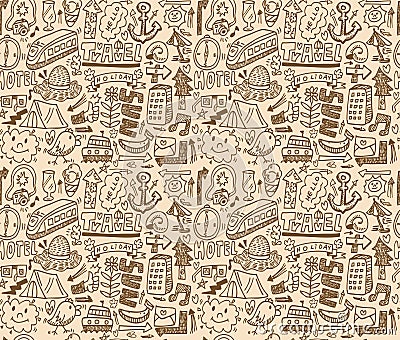 Seamless travel pattern Vector Illustration