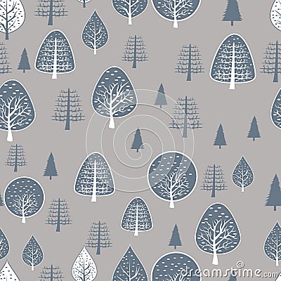 Seamless trees background design. Vector illustration decorative design Vector Illustration