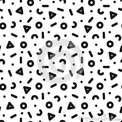 Seamless trendy pattern in retro memphis style, fashion 80s - 90s. Abstract geometric background. Vector Illustration