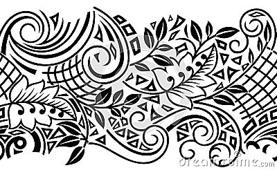 Seamless tribal black and white border Vector Illustration