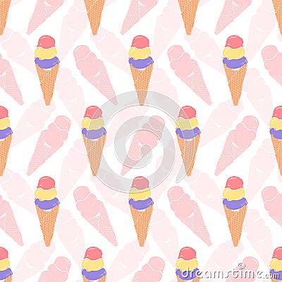 Ice-cream Pattern Colored-25 Vector Illustration