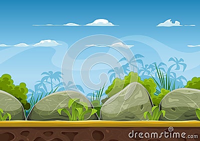 Seamless Tropical Beach Landscape For Ui Game Vector Illustration