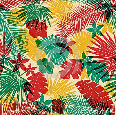 Seamless tropical jungle pattern Vector Illustration