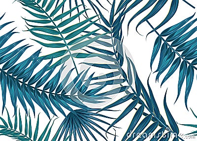 Seamless tropical pattern, exotic background with palm tree branches, leaves, leaf, palm leaves. endless texture Vector Illustration