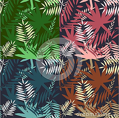 Seamless tropical pattern. Leaves palm tree illustration. Modern graphics. Vector Illustration