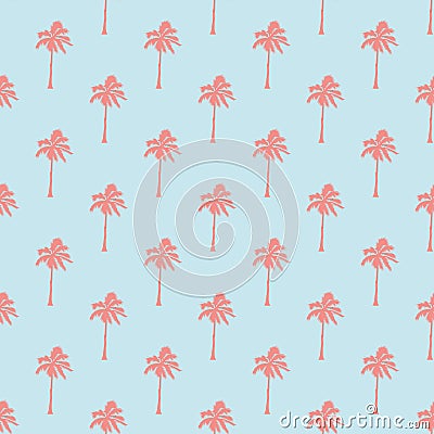 Seamless tropical pattern with palm trees. Vintage background. Forest, jungle. Abstract nature hand drawn background Vector Illustration