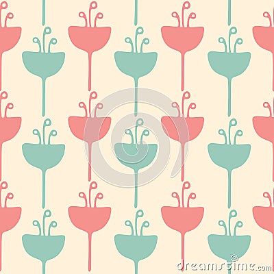 Seamless tulip flower background pattern Cartoon Illustration