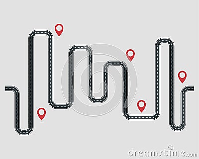 Seamless twisted street and road with point vector sign template isolated on background Vector Illustration