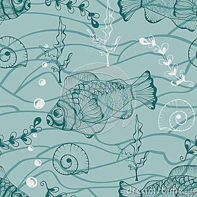 Seamless Underwater Pattern Vector Illustration