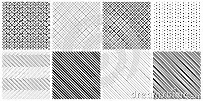 Seamless uniform stripe pattern set. Abstract homogeneous background. Vector neutral line texture set. Vector Illustration