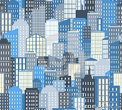 Seamless urban landscape. Vector illustration. City background Vector Illustration