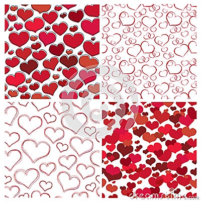 Seamless valentine textures Vector Illustration