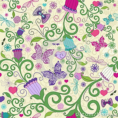 Seamless valentine vivid pattern Vector Illustration